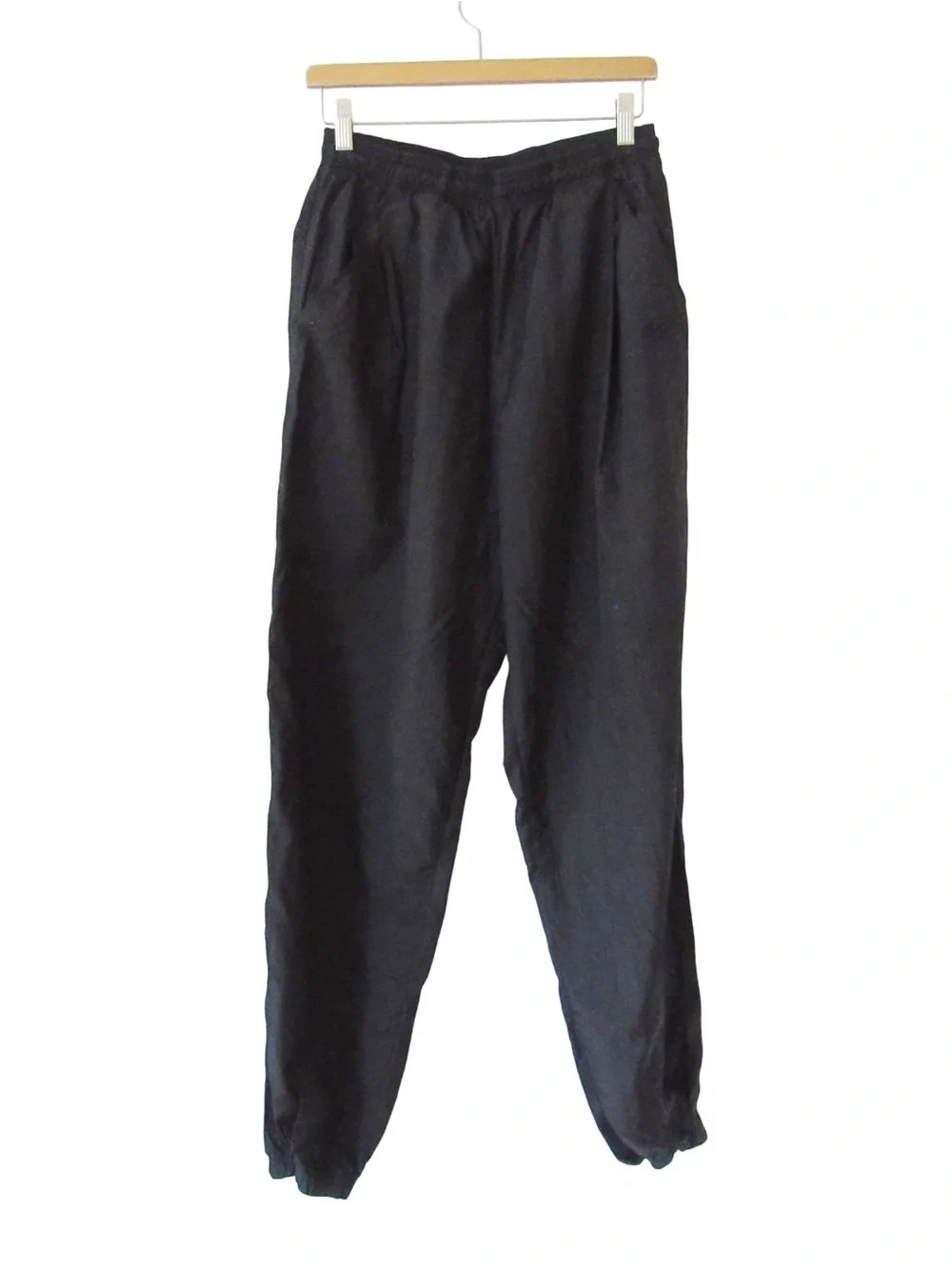 Nike Vintage Nylon Track Pants Large Black Lightweight Stretch Athletic Workout